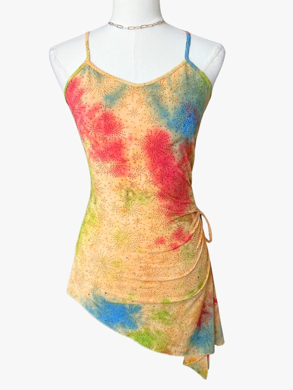 Vintage Y2K Tie Dye Ruched Side Mini Dress